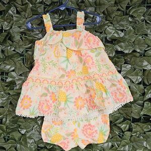 Rachel Zoe Floral Ruffle Baby Easter Tank Dress with Bloomers NWT Pink Yellow